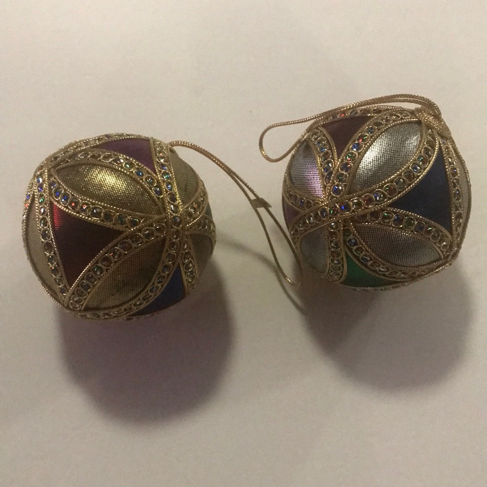 Enesco Christmas Ornaments one gold tones one silver tones